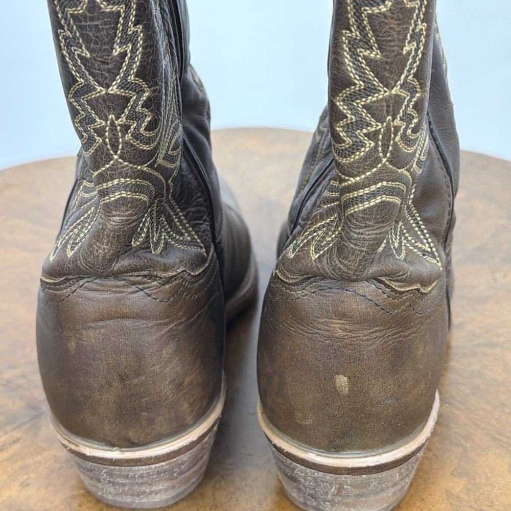 Justin Women's 8.5 Brown Leather Square Toe Western Cowgirl Boots Made in USA - Picture 9 of 10